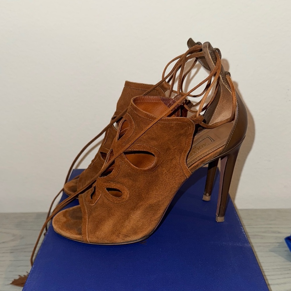 Aquazzura Get Me Everywhere 105; Suede; color: Caffe; Size: 37